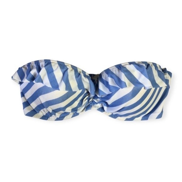 Victoria’s Secret Striped Padded Frilly Bandeau Bikini Top 34C - Picture 1 of 6